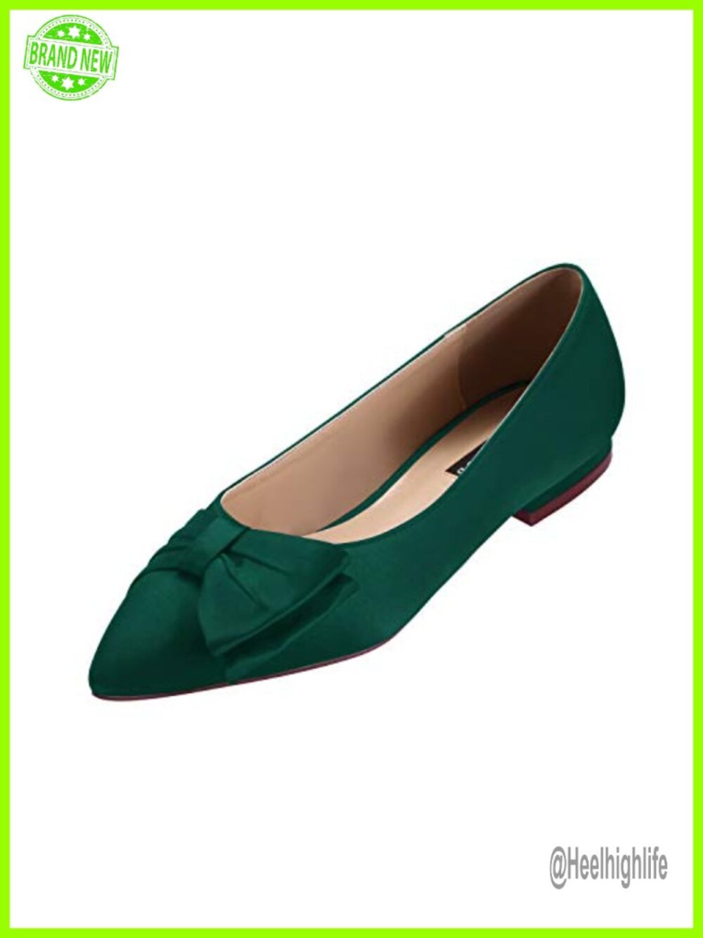 Satin Bow Knot Pointed Toe Wedding Flats for Women Wide Width Cushioned Dress